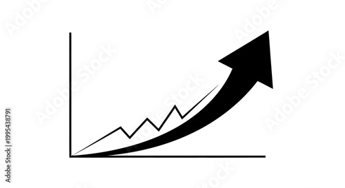A minimalist vector graphic illustrating a growing trend with an upward arrow