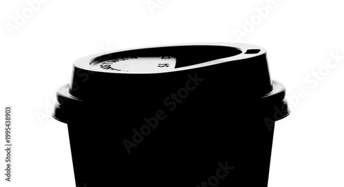 A black disposable coffee cup on a white background