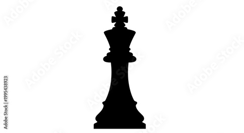 A black silhouette of a chess queen on a white background