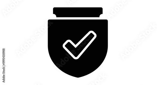 A black shield icon with a white checkmark on a transparent background