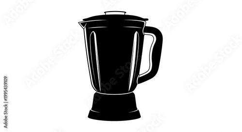 A black silhouette of a blender on a white background, representing a kitchen appliance icon