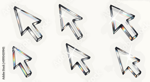 Colorful computer mouse pointers icons.