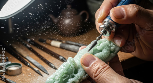 Crafting a Jade Sculpture Precision Carving with Rotary Tool.