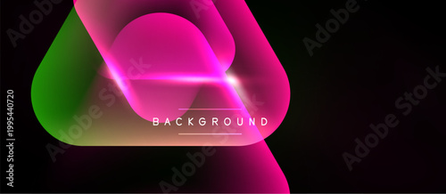 Abstract flowing shapes, vibrant gradients. Pink, green hues dominate black background. Modern design element, dynamic composition.