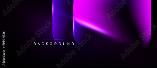Abstract design features vibrant purple, blue gradients. Dark background emphasizes glowing shapes, modern aesthetic. Text reads background.