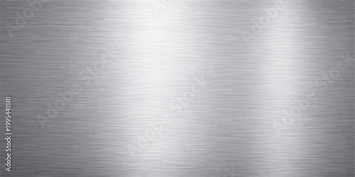 A polished stainless steel plate with a brushed metal texture featuring a shiny silver metallic surface and smooth industrial grey titanium pattern on an aluminum alloy sheet
