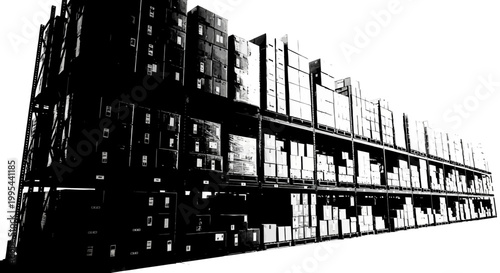 A large warehouse storage facility with many boxes and shelves