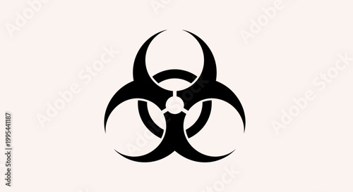 A biohazard symbol vector graphic in black and white