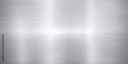 A polished silver stainless steel plate with a brushed aluminum texture provides a shiny grey metallic surface pattern and an industrial material backdrop for this sleek architectural design