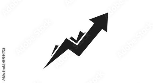 A black arrow icon with a jagged line pointing upwards in a vector graphic design