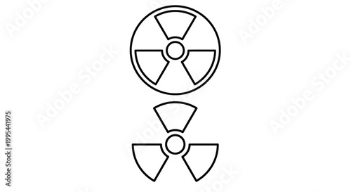Black and white illustration of two radiation warning symbols stacked