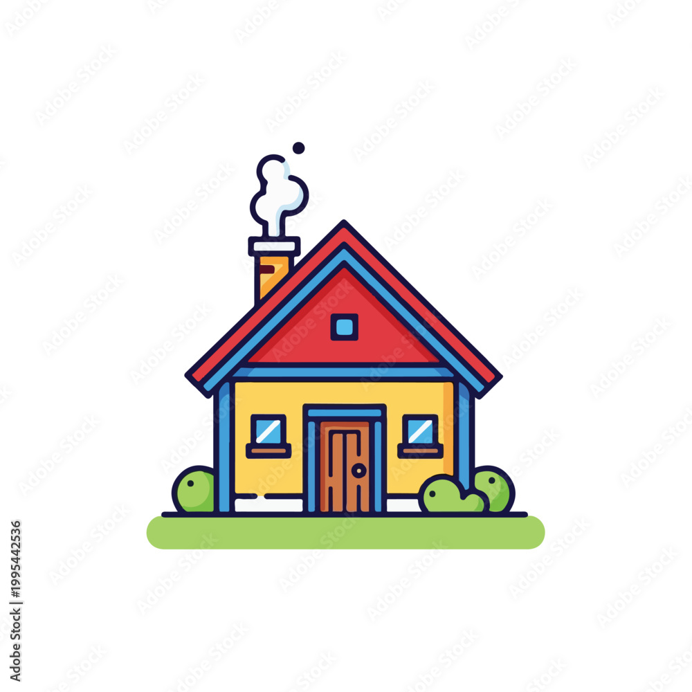 Fototapeta premium Cozy little house with smoke coming out of the chimney
