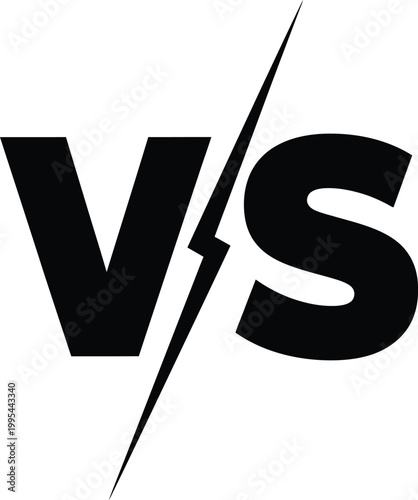 Versus battle concept featuring bold VS letters with a lightning bolt separator symbol for competition sports gaming and match comparison