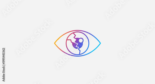 Broken Eye Icon with Glitch Effect and Rainbow Gradient