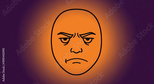 Angry Face Illustration, Frustrated Emotion, Negative Feeling, Cartoon Style