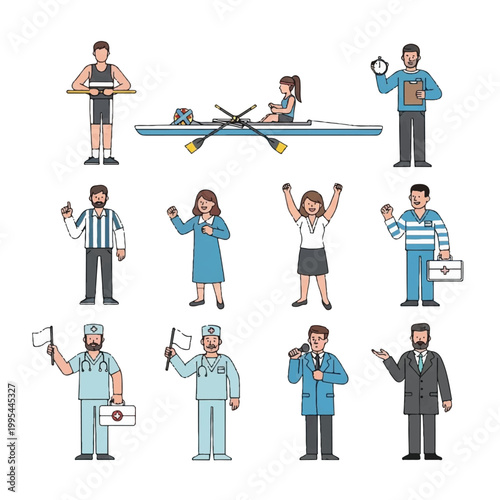 Diverse Group of Professionals and Athletes Posing.