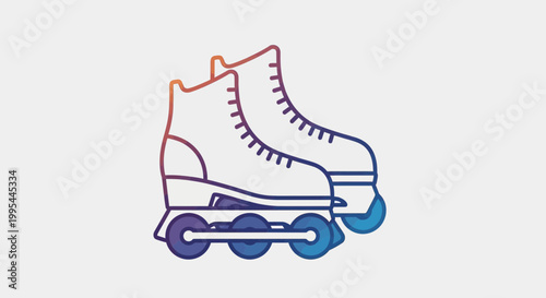 Inline Skates Icon, Rollerblades, Sport Equipment, Vector Illustration, Gradient Colors