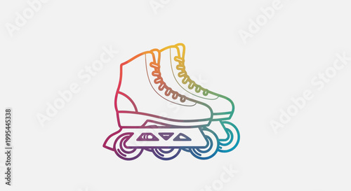 Inline Skates Icon, Rainbow Gradient, Sports Equipment, Vector Illustration