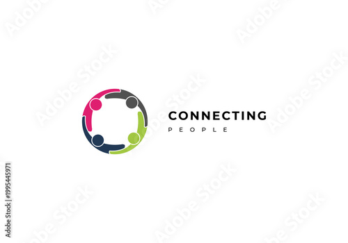 four people connect logo icon vector illustration