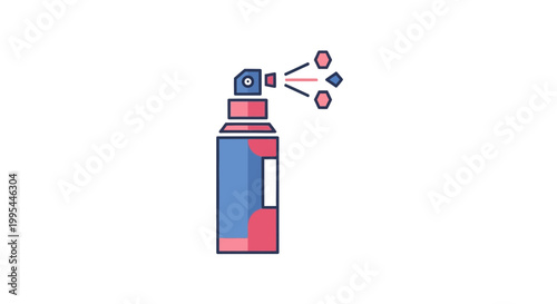 Aerosol Spray Can Icon Flat Design with Hexagonal Particles