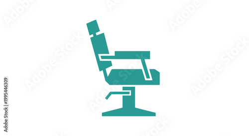 Barber Chair Icon, Teal Silhouette, Isolated on White Background