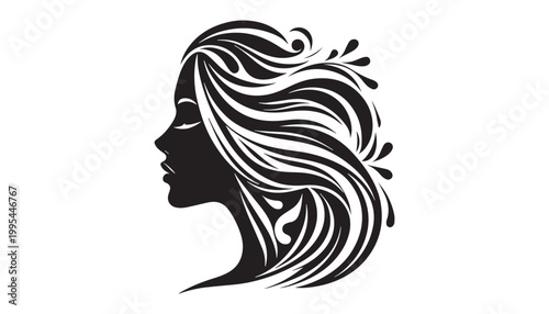 black and white silhouette of woman very high quality vector illustration.