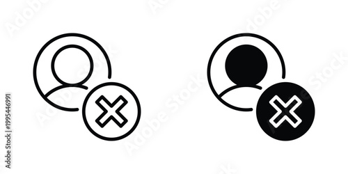 Blocked User Vector Line Icon for UI and Web Design