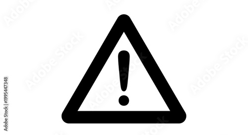 A black and white warning sign icon with an exclamation mark