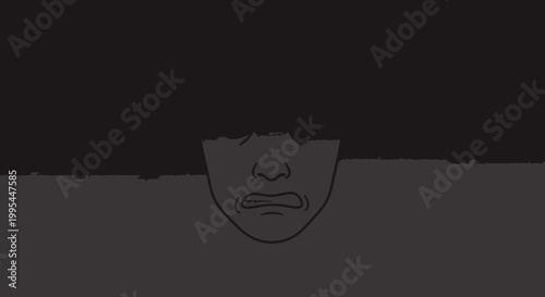 Distorted Face Outline, Abstract, Dark, Mysterious, Emotional Expression