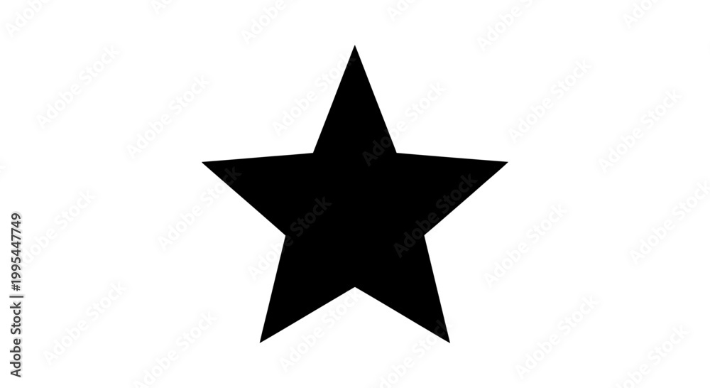 Fototapeta premium A black star icon on a white background, representing excellence and achievement in a minimalist design