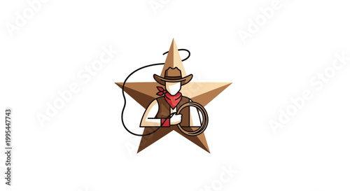 Cowboy with Lasso in front of a Star Emblem