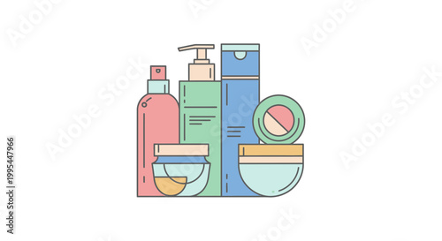 Flat Design Cosmetic Products Collection - Skincare and Beauty Items