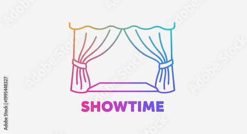 Colorful Showtime Stage Curtains Open with Glitter Effect