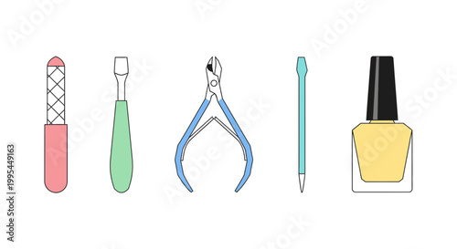 Nail Care Tools and Polish Bottle - Manicure Set Flat Lay