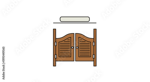 Saloon doors, western bar entrance, swing doors, vintage, wooden, isolated on white