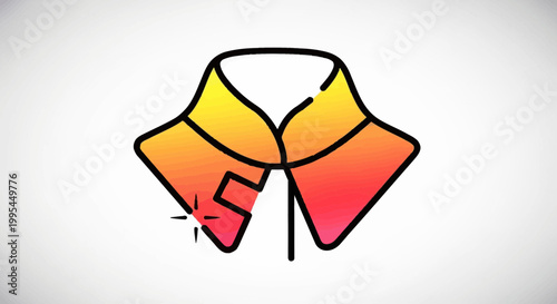 Clean Shirt Collar Icon with Sparkle Symbol, Laundry and Dry Cleaning Service Concept