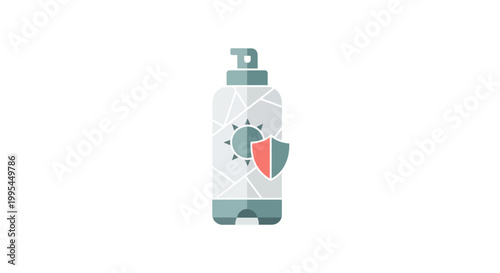 Sunscreen bottle icon with sun and shield symbol, sun protection, skincare, vector illustration
