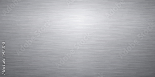 Industrial stainless steel plate with a brushed metal texture featuring a shiny silver metallic pattern on an aluminum alloy surface for a gray material backdrop