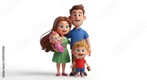 A happy family with a mother, father, daughter, and son smiles with joy and love as the children enjoy a fun childhood moment filled with parent-led happiness