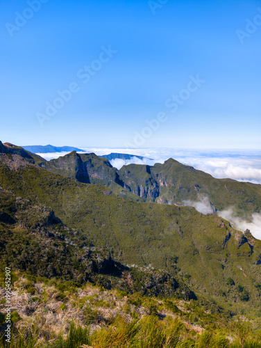 Mountain landscape on the island of Madeira, hiking zone arround Pico Ruivo (Portugal)