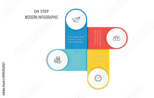 Vector Infographic design with icons and 4 options or steps. Infographic design template for rectangle or circle with place for your data. Can be used for presentations banner, workflow layout.
