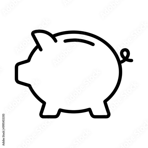 Piggy Bank Line Art Icon Vector