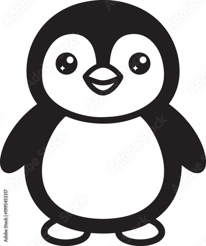 Penguin minimalist line art vector silhouette arctic wildlife