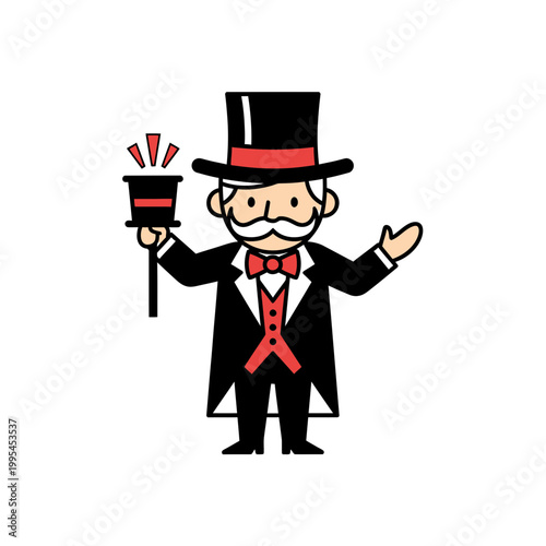 Cute Magician Character Vector Illustration with Top Hat