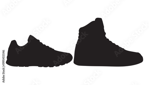 black and white silhouette set of boot shoes very high quality vector illustration.