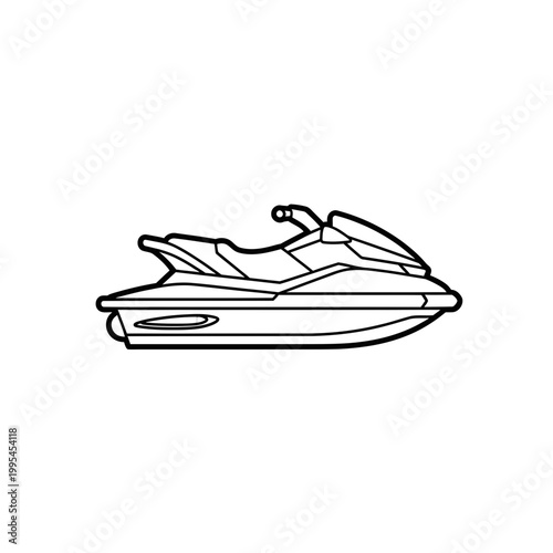 Jet Ski Personal Watercraft Line Art Vector Illustration