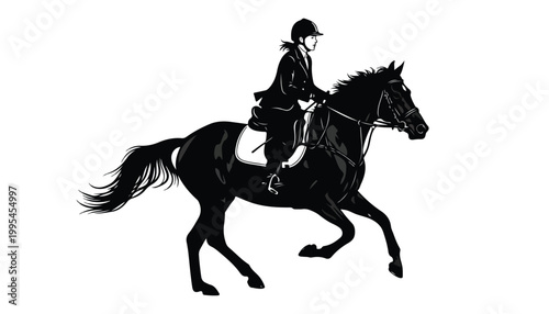 black and white silhouette set of Horse Rider very high quality vector illustration.