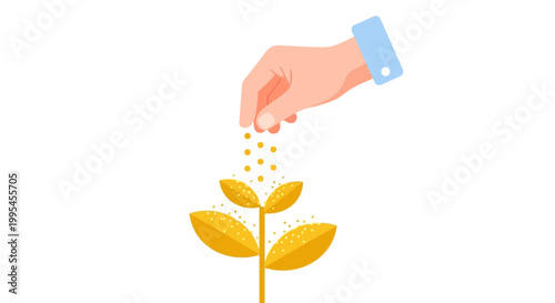 Hand Planting Growth with Seedlings and Soil