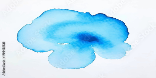 An abstract hand drawn watercolor background featuring a blue wash texture that blends sky and water elements into a light cloudscape art design on paper