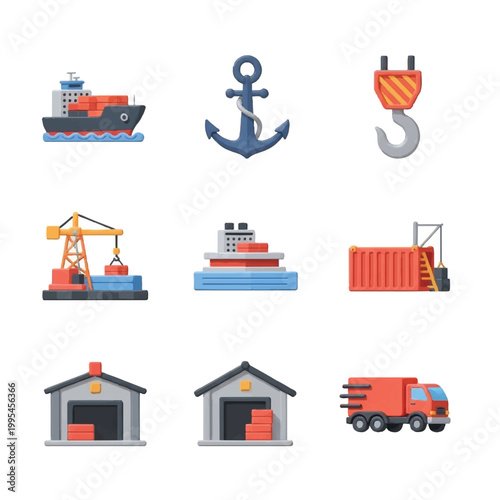 Industrial harbor shipping cargo transport.